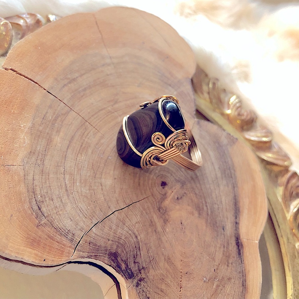 Black Jasper Ring 14kt - Picture 3 of 12